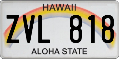 HI license plate ZVL818