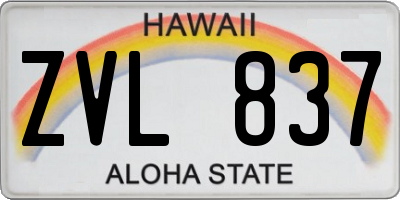 HI license plate ZVL837