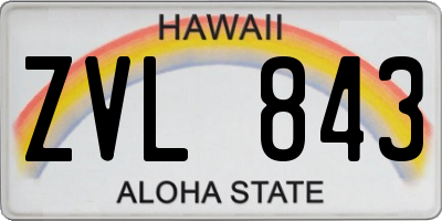 HI license plate ZVL843