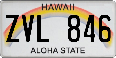 HI license plate ZVL846