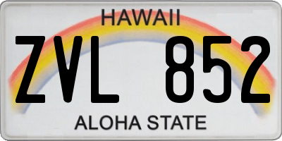 HI license plate ZVL852