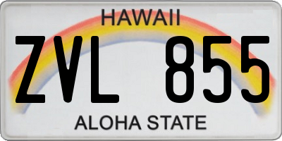 HI license plate ZVL855