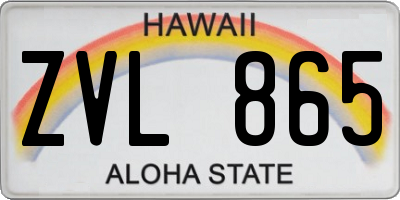 HI license plate ZVL865