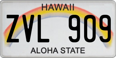 HI license plate ZVL909