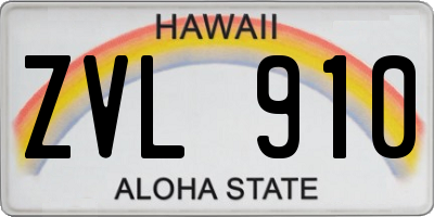 HI license plate ZVL910