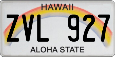 HI license plate ZVL927