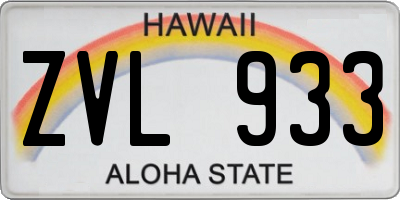 HI license plate ZVL933