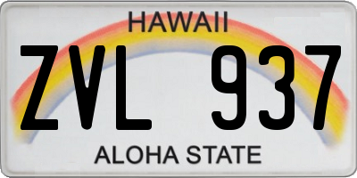 HI license plate ZVL937