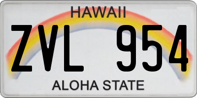 HI license plate ZVL954