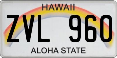 HI license plate ZVL960