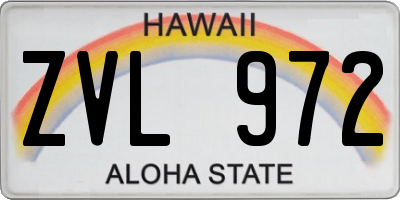 HI license plate ZVL972