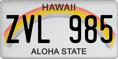 HI license plate ZVL985
