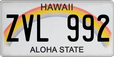 HI license plate ZVL992
