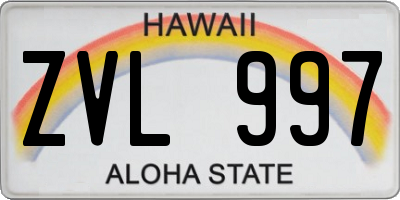 HI license plate ZVL997