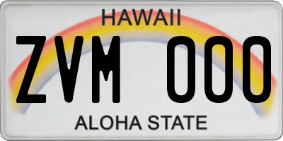 HI license plate ZVM000
