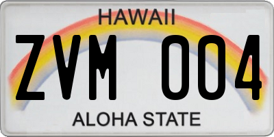 HI license plate ZVM004