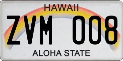 HI license plate ZVM008