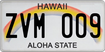 HI license plate ZVM009