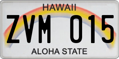 HI license plate ZVM015