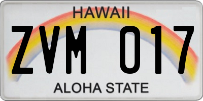 HI license plate ZVM017