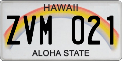 HI license plate ZVM021