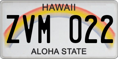 HI license plate ZVM022