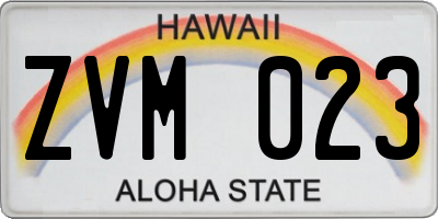 HI license plate ZVM023