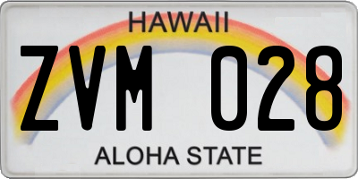 HI license plate ZVM028