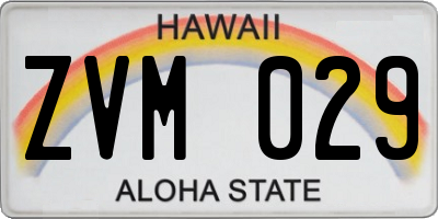 HI license plate ZVM029