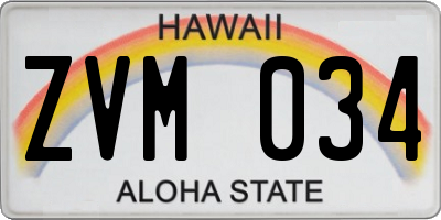 HI license plate ZVM034