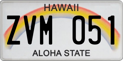HI license plate ZVM051