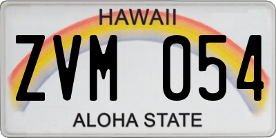 HI license plate ZVM054