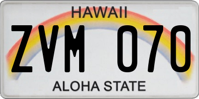 HI license plate ZVM070
