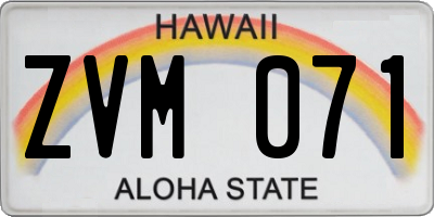 HI license plate ZVM071