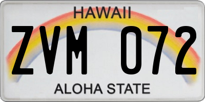 HI license plate ZVM072