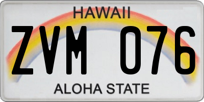 HI license plate ZVM076