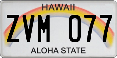 HI license plate ZVM077