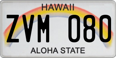 HI license plate ZVM080