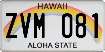 HI license plate ZVM081