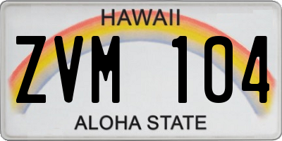 HI license plate ZVM104