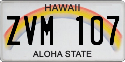 HI license plate ZVM107