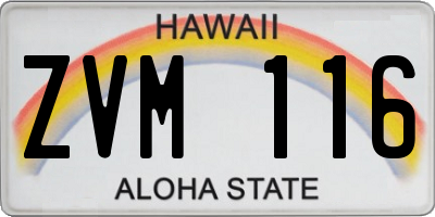 HI license plate ZVM116