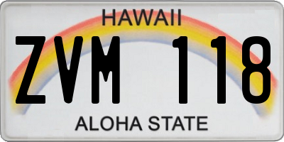 HI license plate ZVM118