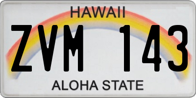 HI license plate ZVM143