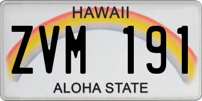 HI license plate ZVM191