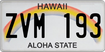 HI license plate ZVM193