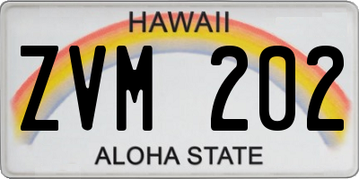 HI license plate ZVM202