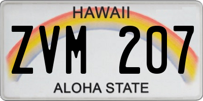HI license plate ZVM207