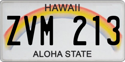 HI license plate ZVM213