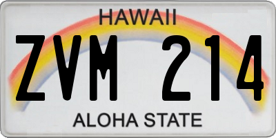 HI license plate ZVM214